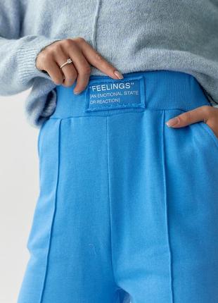 Женские трикотажные штаны двунитка на манжетах - джинс цвет, s (есть размеры)4 фото