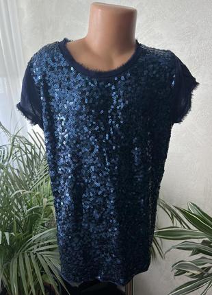 Красивая футболка блузка с паетками  размер xs, s