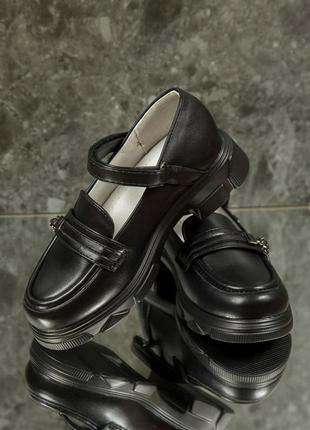 Дитячі туфлі 19288 чорні штучна шкіра5 фото