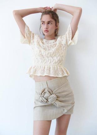 В’язана ажурна блуза zara m блуза з рюшами блуза зара