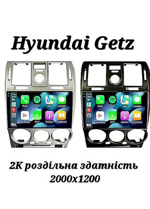 Магнітола 2k android hyundai getz, 8/128, 8 ядер, carplay, слот під сім-картку + рамка!