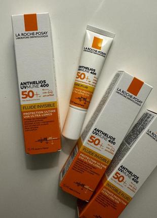 Легкий солнцезащитный флюид la roche-posay anthelios uva 400 invisible fluid spf50+, 15 мл