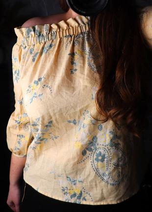Новая блуза на плече, хлопок и лен, размер 44