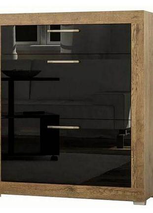 Тумба для взуття парма 90 меблі-сервіс дуб апріл чорний лак