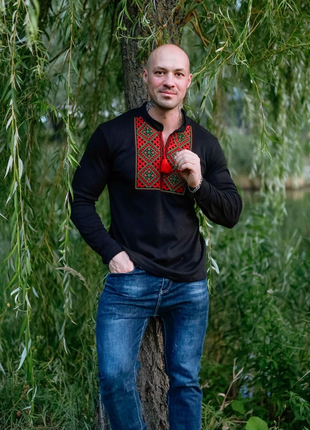 Чорна вишиванка для чоловіків, мужская чёрная вышиванка