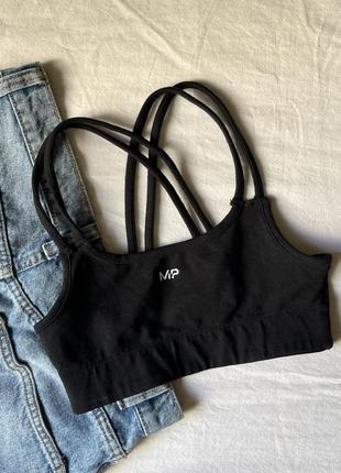 Черный спортивный хлопковый топ с хорошей спинкой mp