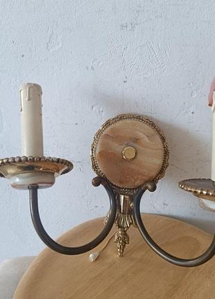 Бра настенные электро латунь и натуральный камень германия