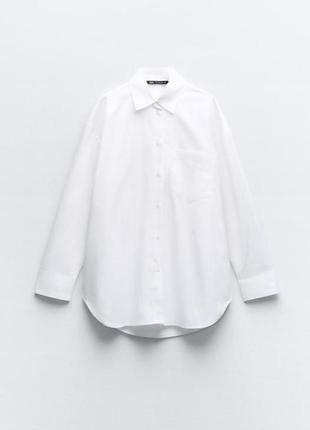 Біла базова котонова сорочка з кишенею  з нової колекції zara розмір xs,s,