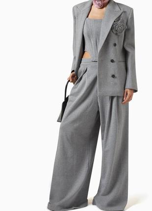 Костюм брючний сірий котон штани широкі в спортивному стилі