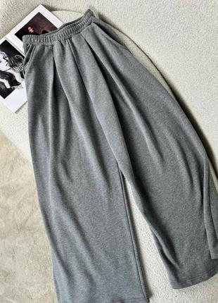 Костюм брючний сірий котон штани широкі в спортивному стилі