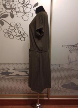 Брендовое коттоновое легкое платье миди большого размера7 фото
