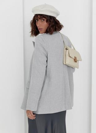 Классический женский пиджак без застежки - светло-серый цвет, m (есть размеры)9 фото