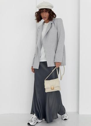 Классический женский пиджак без застежки - светло-серый цвет, m (есть размеры)8 фото