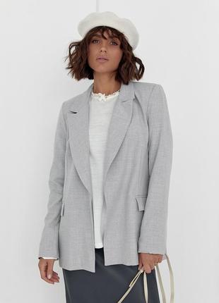 Классический женский пиджак без застежки - светло-серый цвет, m (есть размеры)2 фото