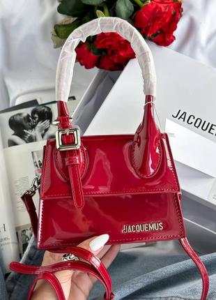Jacquemus premium le chiquito moyen mini красная лакированная сумка мини брендовая женская8 фото