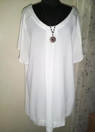 Комбинированная-трикотажная-стрейч,лёгкая,белая блузка,мега батал,турция,miss etam