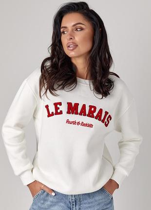 Теплый свитшот с надписью le marais