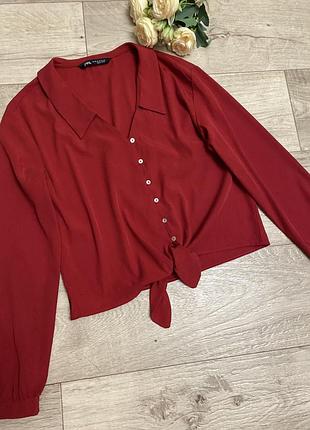 Блуза, сорочка zara на зав'язках, р.xs-s