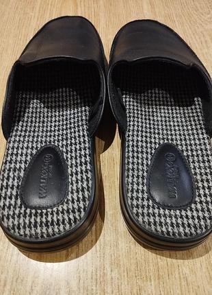 Качественные кожаные тапочки isa-traesko walk x теплые домашние шлепки германия