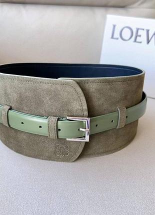 Ремінь в стилі loewe замша широкий чорний хакі синій