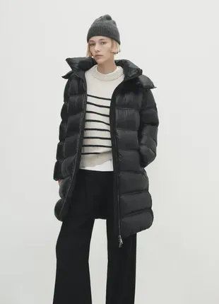 Довгий стьобаний пуховик massimo dutti