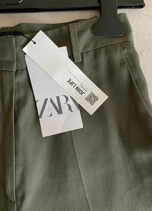 Zara новые брюки широкие хаки лиоцелл