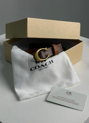 Coach sculpted c buckle belt beige, женский кожаный ремень, женский кожаный ремень