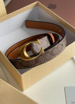 Coach sculpted c buckle belt beige, женский кожаный ремень, женский кожаный ремень