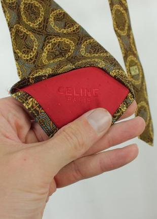 Вінтажна дизайнерська краватка галстук celine paris gold chain silk tie3 фото
