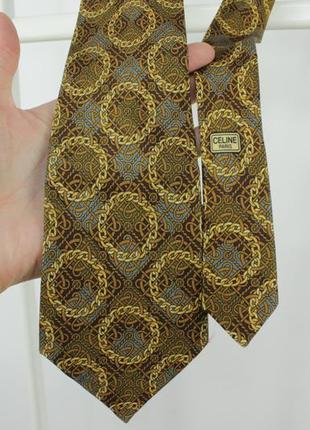 Вінтажна дизайнерська краватка галстук celine paris gold chain silk tie