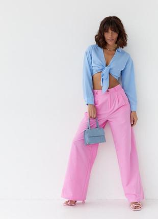 Женские брюки-палаццо - розовый цвет, s (есть размеры)6 фото