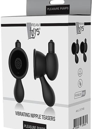 Вакуумные стимуляторы для сосков с вибрацией pleasure pumps vibrating nipple teasers, черные  матери