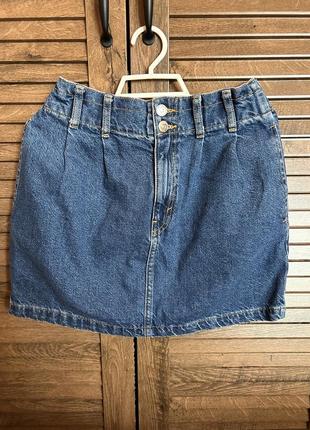 Джинсова синя спідниця pull&bear