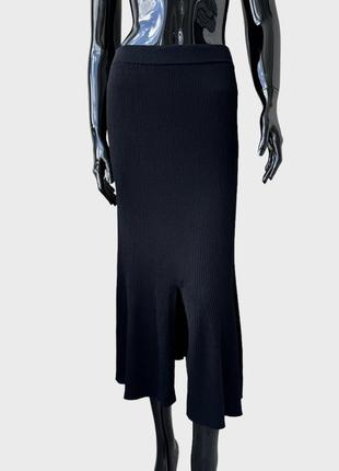 Трикотажная миди юбка massimo dutti в рубчик