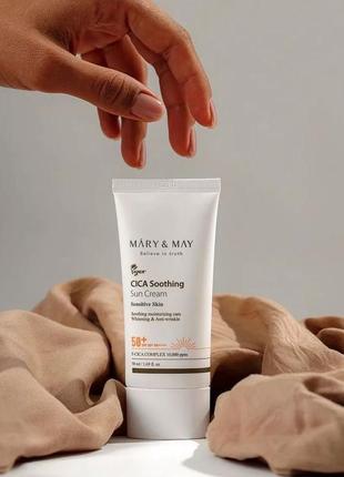 Солнцезащитный крем mary & may cica soothing sun cream spf50+ pa++++
