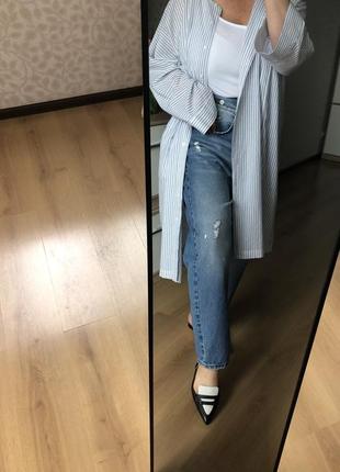 Сорочка, рубашка, сукня, в смужку, в полоску, ніжно-блакитна, кімоно zara