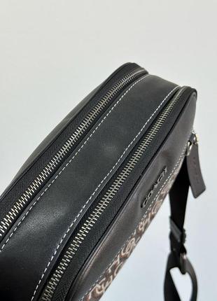 Coach graham crossbody with monogram print midnight, мужская кожаная сумка, кросс-боди, Желтая кожаная сумка, кроссбоды10 фото