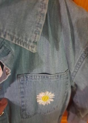 Красивая джинсовая рубашка для девочки 140 см