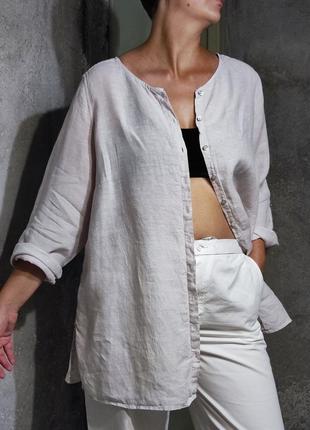 Сорочка блузка блуза туніка з льону льняна оверсайз вільна пряма легка пляж прозора