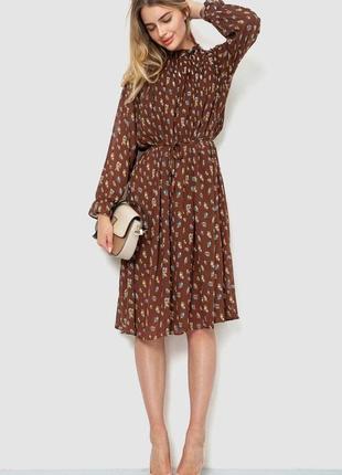 Сукня шифонова, колір коричневий, 246r9071 фото
