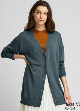 Uniqlo длинный кардиган из шерсти мериноса