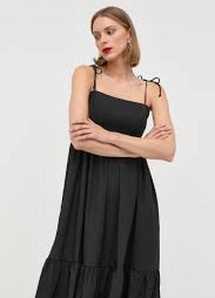 Плаття сукня розмір 50/16 літнє льон у стилі бохо сарафан нове чорне в підлогу довге6 фото