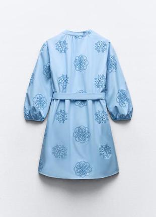 Платье женское синие с вышивкой zara new4 фото