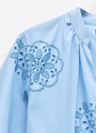 Платье женское синие с вышивкой zara new6 фото