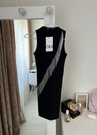 Платье zara платье черное короткое блестящее зара