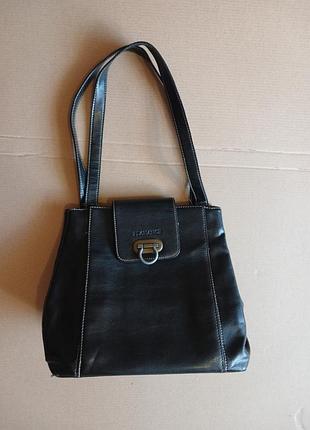 Flanance сумка чёрная прошита  контрастными нитьями