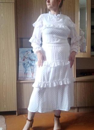 Білосніжна шифонова сукня. 🤍8 фото