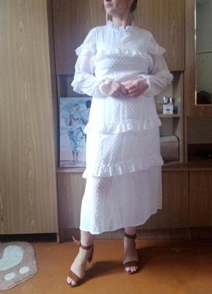 Белоснежное шифоновое платье. 🤍7 фото