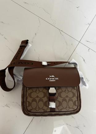 Сумка coach pace messenger bag in signature canvas2 фото