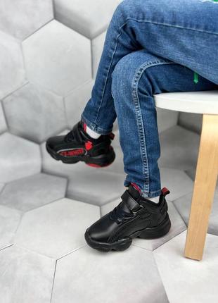 Дитячі утеплені високі кросівки/черевики 🖤❤️4 фото